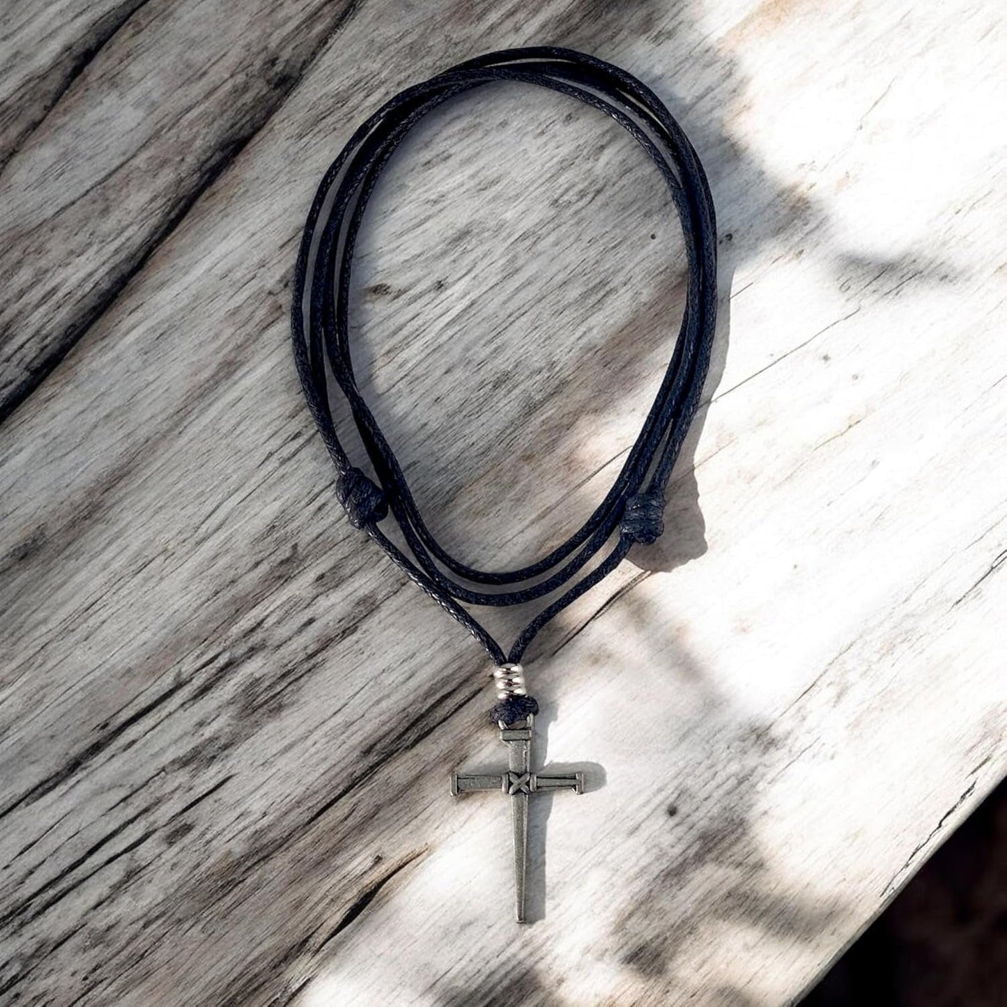 Nail & Cross on Adjustable Cord Necklace - WORLD TIME VISITS