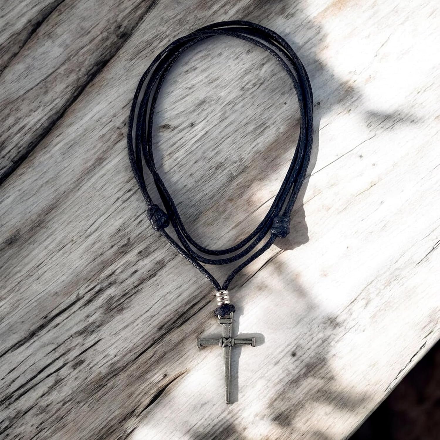 Nail & Cross on Adjustable Cord Necklace - WORLD TIME VISITS