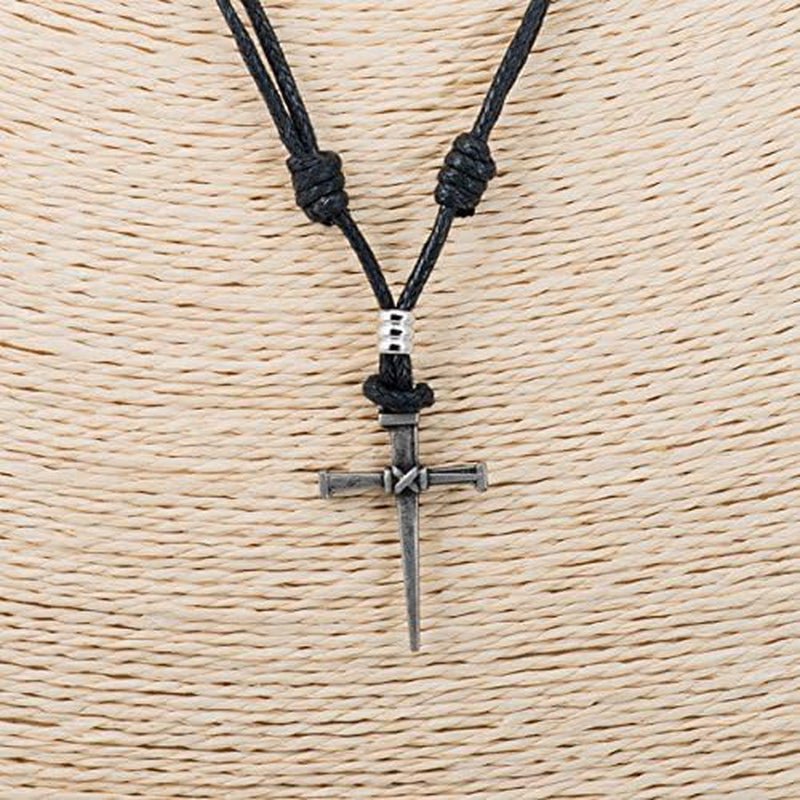 Nail & Cross on Adjustable Cord Necklace