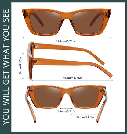 Narrow Small Vintage Polarized Cat Eye Sunglasses for Women
