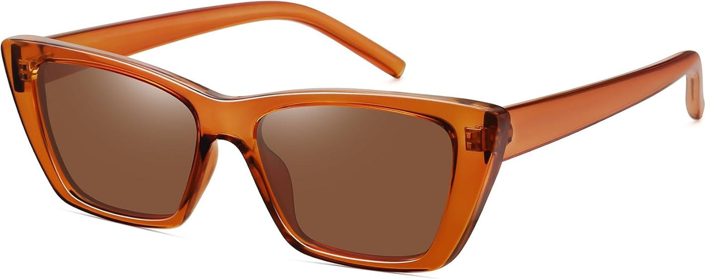 Narrow Small Vintage Polarized Cat Eye Sunglasses for Women - WORLD TIME VISITS