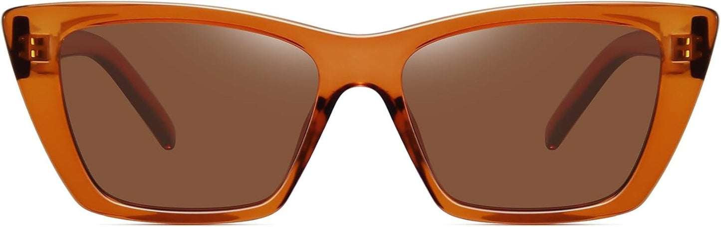 Narrow Small Vintage Polarized Cat Eye Sunglasses for Women