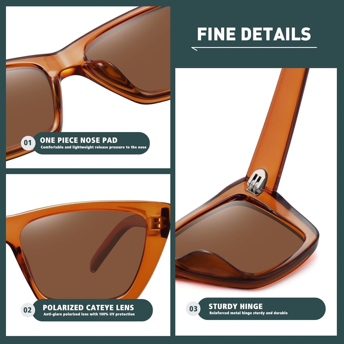 Narrow Small Vintage Polarized Cat Eye Sunglasses for Women