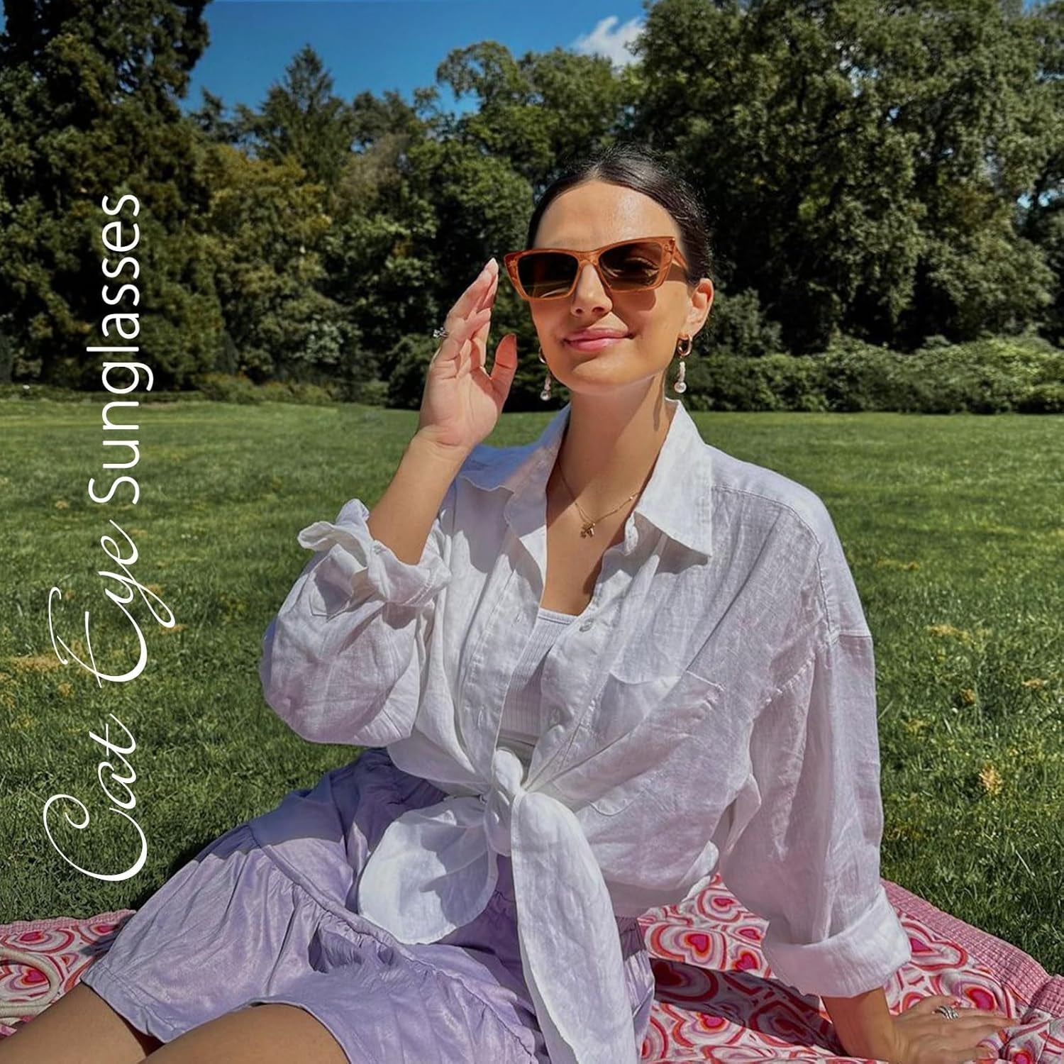Narrow Small Vintage Polarized Cat Eye Sunglasses for Women - WORLD TIME VISITS