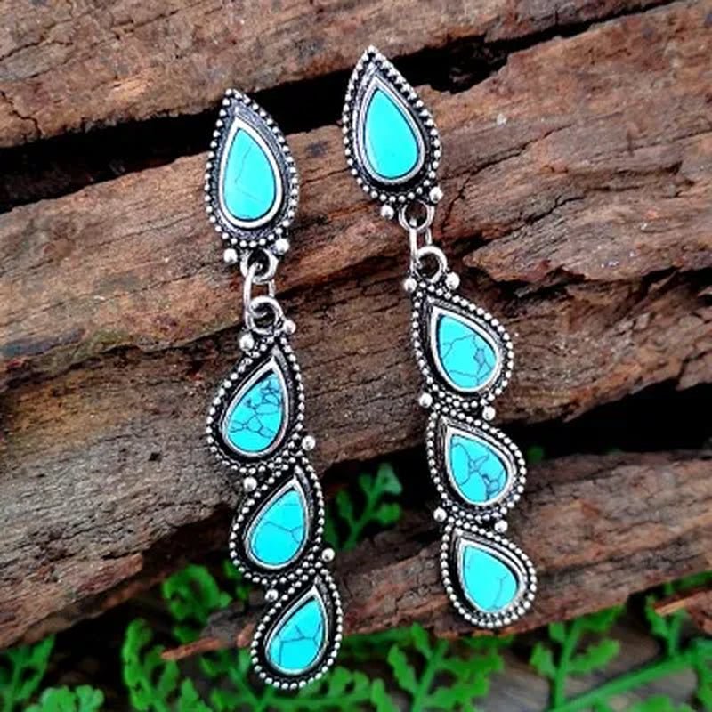 Native America Jewelry 925 Solid Sterling Silver Plated Turquoise Diamond Stud Drop Dangle Earrings - WORLD TIME VISITS