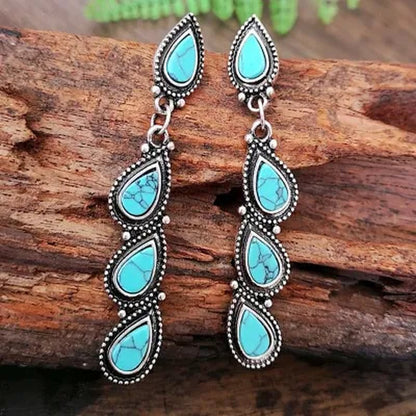Native America Jewelry 925 Solid Sterling Silver Plated Turquoise Diamond Stud Drop Dangle Earrings