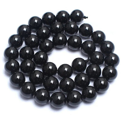 Natrual round Stone Beads Genuine Black Tourmaline Stone Beads for Jewelry Making Bracelet Necklace 15Inches 4/6/8/10/12Mm - WORLD TIME VISITS