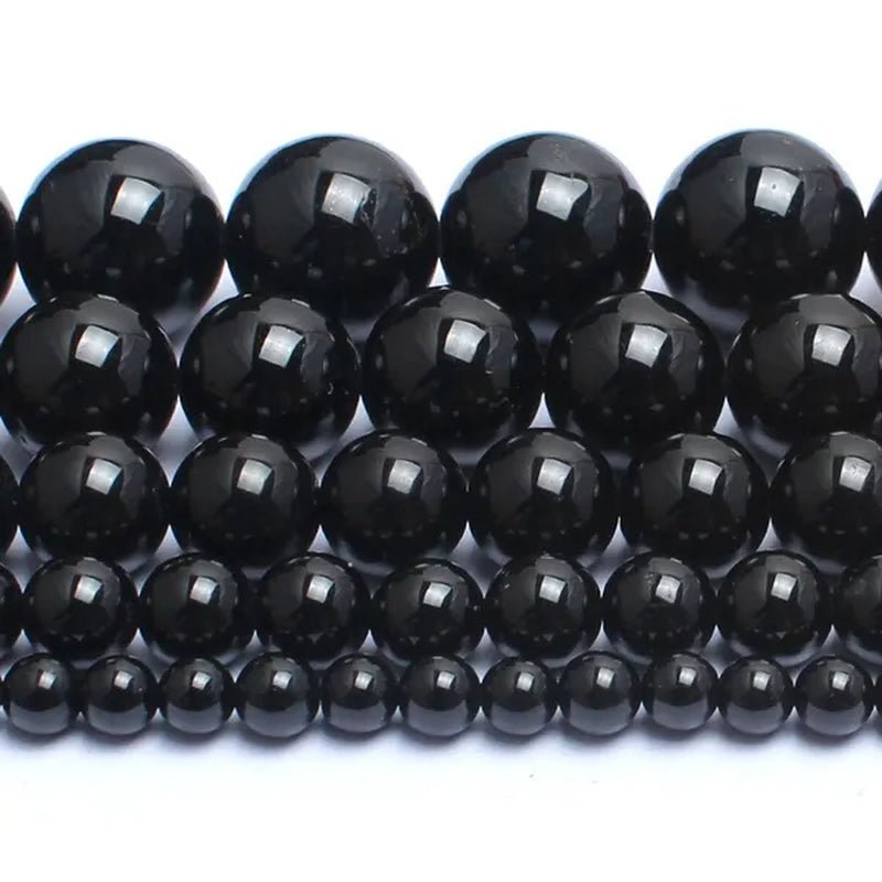 Natrual round Stone Beads Genuine Black Tourmaline Stone Beads for Jewelry Making Bracelet Necklace 15Inches 4/6/8/10/12Mm - WORLD TIME VISITS