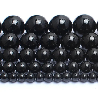 Natrual round Stone Beads Genuine Black Tourmaline Stone Beads for Jewelry Making Bracelet Necklace 15Inches 4/6/8/10/12Mm - WORLD TIME VISITS