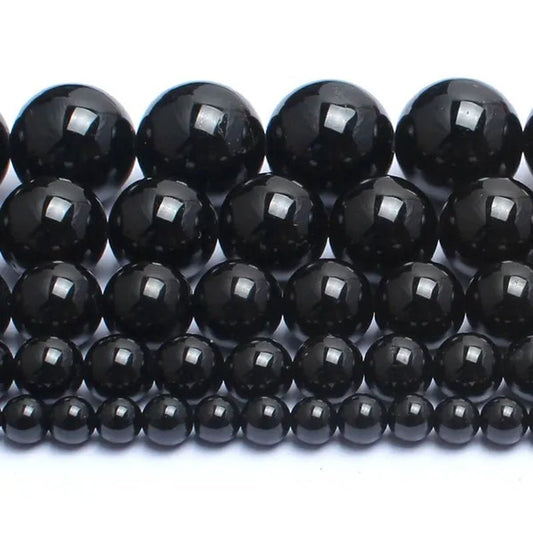 Natrual round Stone Beads Genuine Black Tourmaline Stone Beads for Jewelry Making Bracelet Necklace 15Inches 4/6/8/10/12Mm - WORLD TIME VISITS