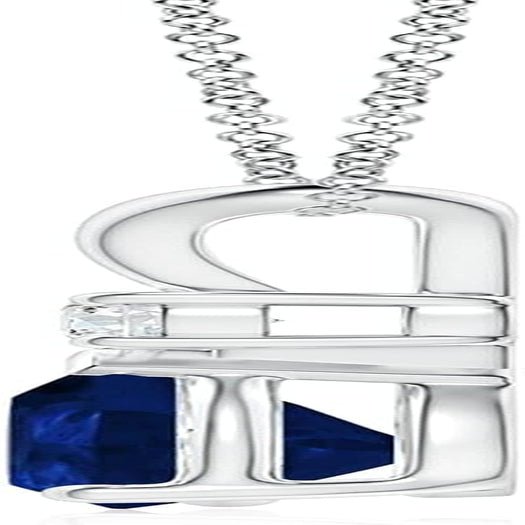 Natural 0.75 Carat Blue Sapphire Teardrop Pendant Necklace for Women, Girls with Diamond in 14K White Gold with 18 Inch Chain | September Birthstone Jewelry Gift - WORLD TIME VISITS