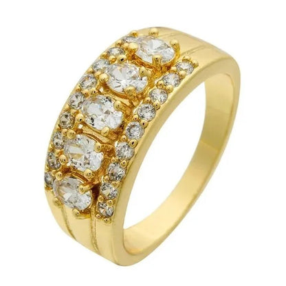 Natural 2.95CT Ruby/Emerald/Sapphire/Alexandrite/White Diamond 14K Yellow Gold Ring Size 6-11