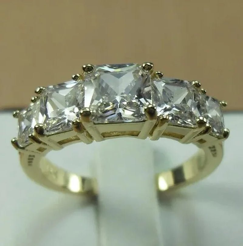 Natural 3.28CT White Diamond 14K Yellow Gold Wedding Ring Size 6 - 10 - WORLD TIME VISITS