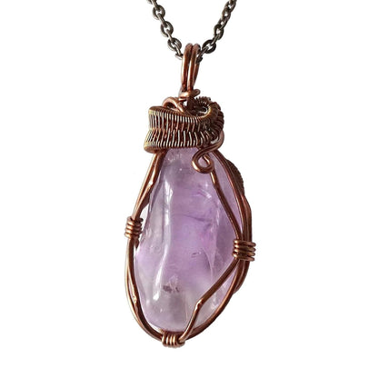 Natural Amethyst Necklace for Women - February Birthstone Necklace for Women - Designer Pendant Necklace - 40 - 60 Carat Amethyst, Antique Bronze Chain - WORLD TIME VISITS