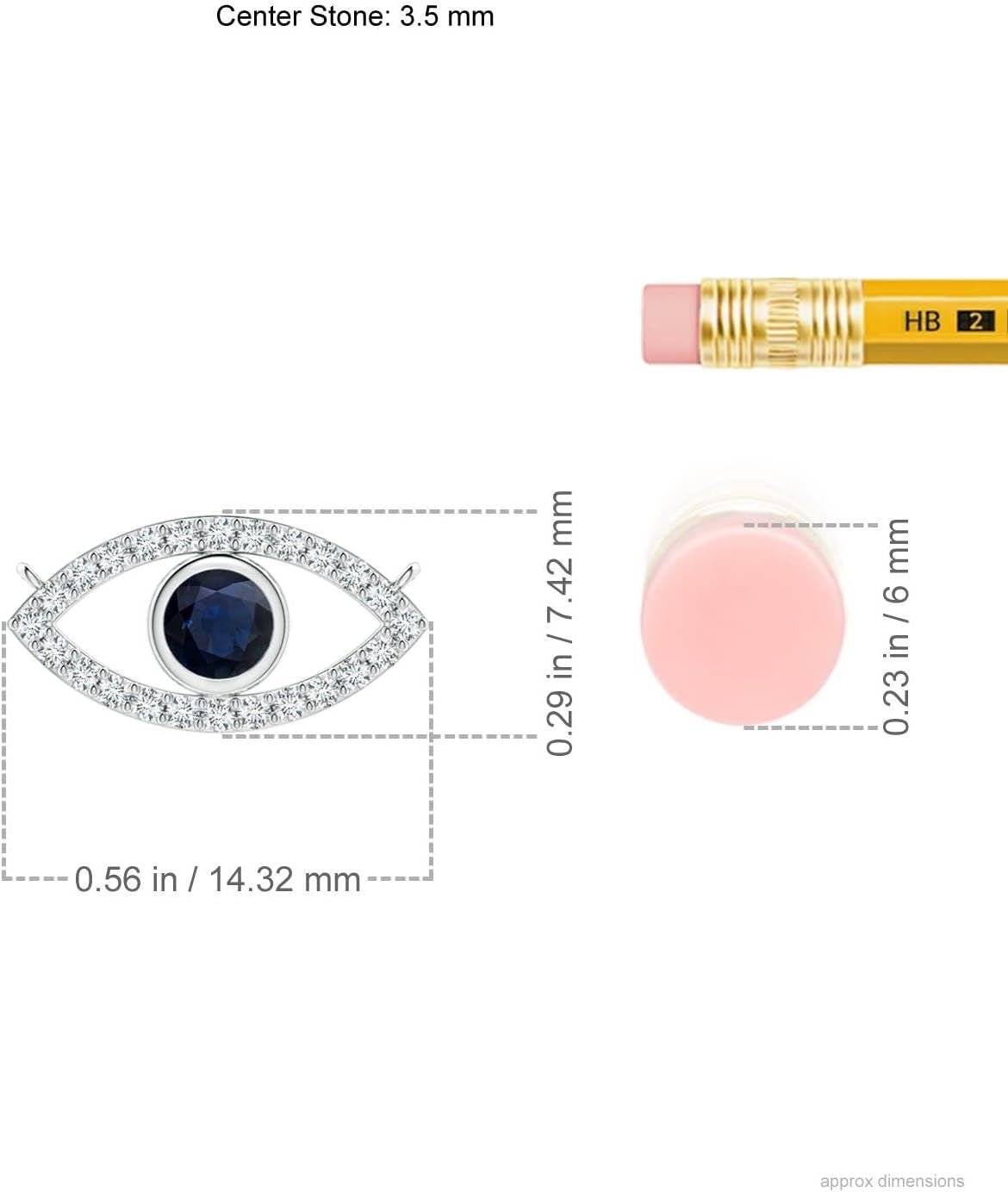 Natural Blue Sapphire Evil Eye Pendant Necklace in 14K Solid Gold for Women, Girls | September Birthstone Jewelry Gift for Her |Wedding | Anniversary | Engagement
