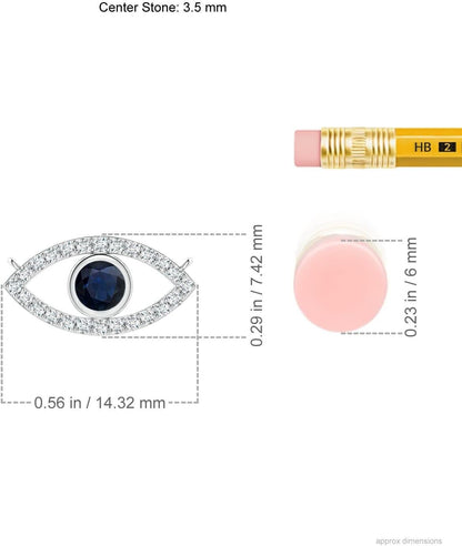 Natural Blue Sapphire Evil Eye Pendant Necklace in 14K Solid Gold for Women, Girls | September Birthstone Jewelry Gift for Her |Wedding | Anniversary | Engagement