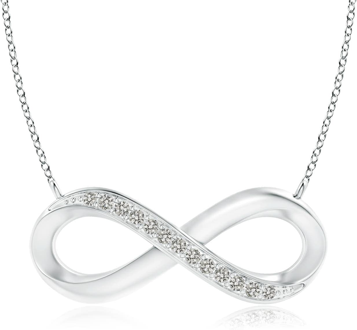Natural Diamond Infinity Pendant Necklace in Sterling Silver/14K Solid Gold for Women, Girls with 18" Chain | April Birthstone Jewelry Gift for Her | Wedding Anniversary Engagement - WORLD TIME VISITS