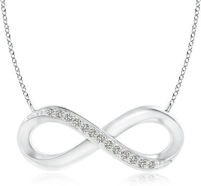 Natural Diamond Infinity Pendant Necklace in Sterling Silver/14K Solid Gold for Women, Girls with 18" Chain | April Birthstone Jewelry Gift for Her | Wedding Anniversary Engagement - WORLD TIME VISITS