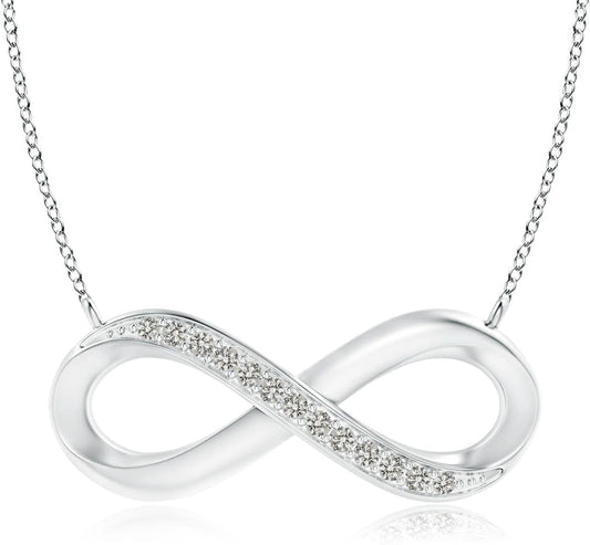 Natural Diamond Infinity Pendant Necklace in Sterling Silver/14K Solid Gold for Women, Girls with 18" Chain | April Birthstone Jewelry Gift for Her | Wedding Anniversary Engagement - WORLD TIME VISITS