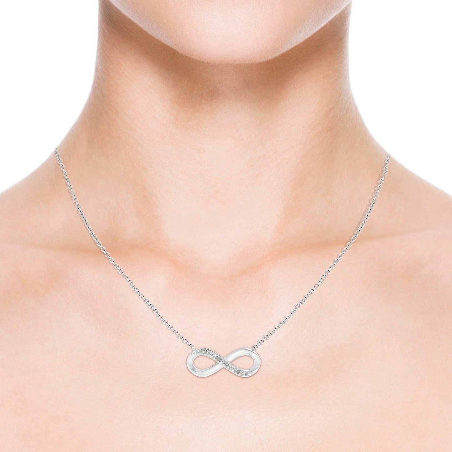 Natural Diamond Infinity Pendant Necklace in Sterling Silver/14K Solid Gold for Women, Girls with 18" Chain | April Birthstone Jewelry Gift for Her | Wedding Anniversary Engagement