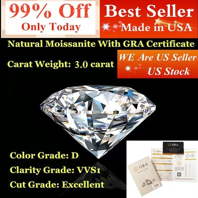 Natural Diamonds D Color Round Shape VVS1 Excellent Clarity Natual Diamonds With GRA Certificate Report and Card 1.0 Carat/ 2.0 Carat /3.0 Carat/ 4.0 Carat /5.0 Carat/ Retail Price $9999 - WORLD TIME VISITS