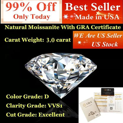 Natural Diamonds D Color Round Shape VVS1 Excellent Clarity Natual Diamonds With GRA Certificate Report and Card 1.0 Carat/ 2.0 Carat /3.0 Carat/ 4.0 Carat /5.0 Carat/ Retail Price $9999 - WORLD TIME VISITS