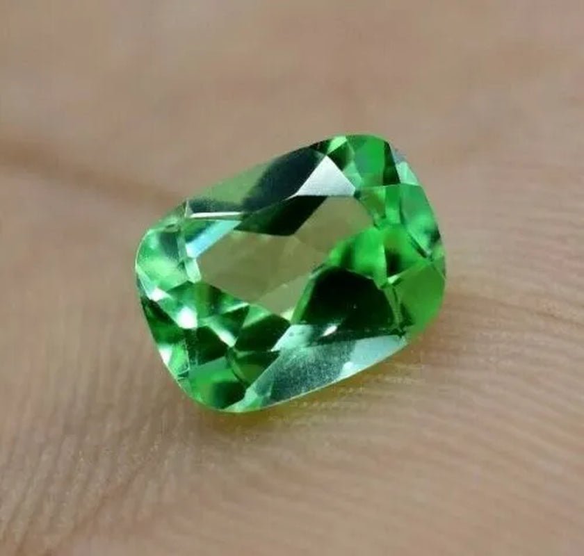 NATURAL GREEN SAPPHIRE 2.55 CT CERTIFICATE INC* 8 X 6 MM CUSHION CUT GEMSTONE - WORLD TIME VISITS