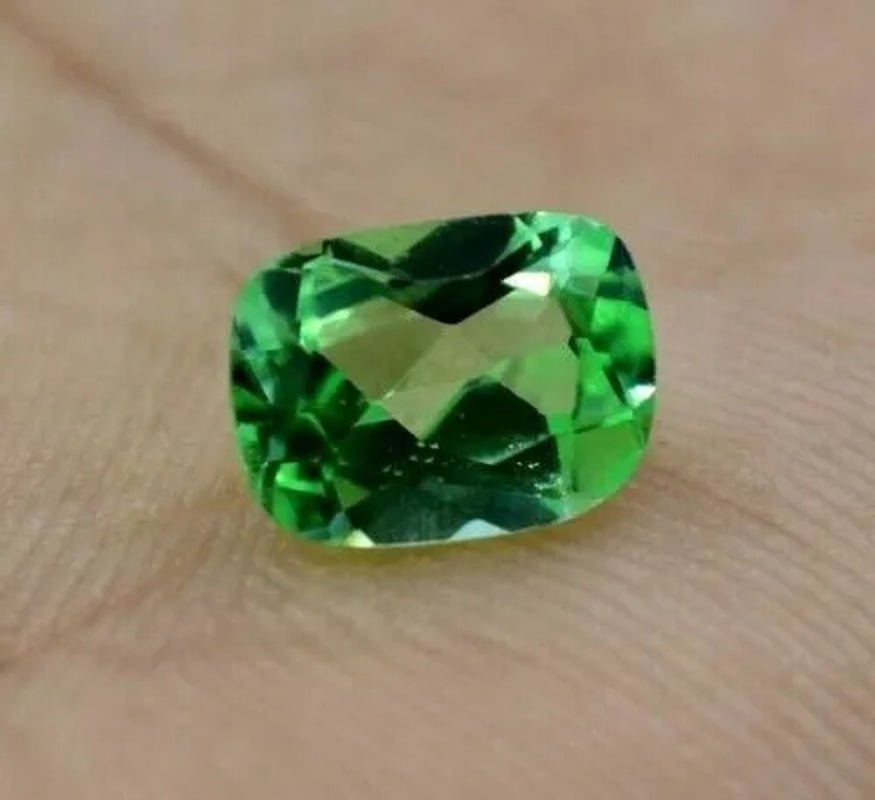 NATURAL GREEN SAPPHIRE 2.55 CT CERTIFICATE INC* 8 X 6 MM CUSHION CUT GEMSTONE - WORLD TIME VISITS