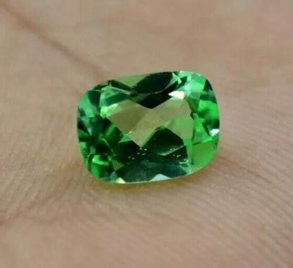 NATURAL GREEN SAPPHIRE 2.55 CT CERTIFICATE INC* 8 X 6 MM CUSHION CUT GEMSTONE - WORLD TIME VISITS