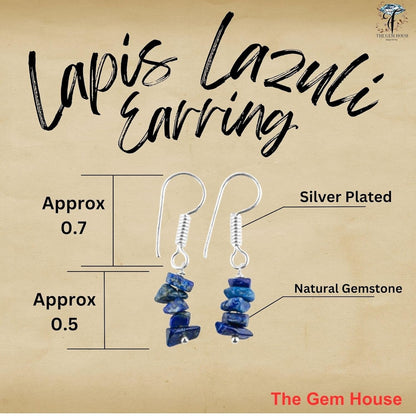 Natural Lapis Lazuli Chips Crystal Earring, Yoga Jewelry, Meditation Earring, Raw Gemstone, Birthday, Gift for Her, Gemstone Jewelry Mother'S Day Gifts (Lapis Lazuli)