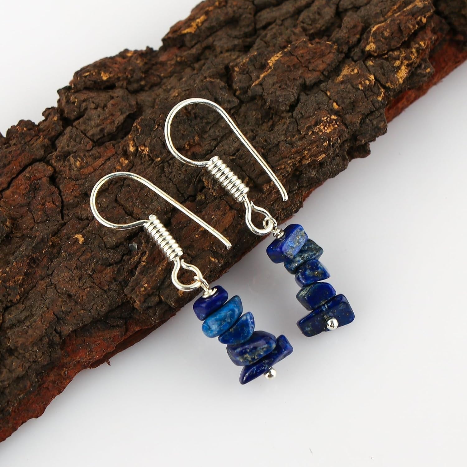 Natural Lapis Lazuli Chips Crystal Earring, Yoga Jewelry, Meditation Earring, Raw Gemstone, Birthday, Gift for Her, Gemstone Jewelry Mother'S Day Gifts (Lapis Lazuli) - WORLD TIME VISITS