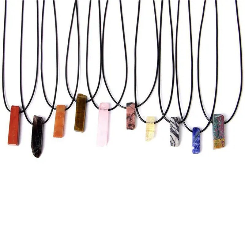 Natural Minerals Lucky Reiki Healing Crystal Quartz Stone Necklace Jewelry Pendulum Natural Tigereye Lazuli Citrin Necklace - WORLD TIME VISITS
