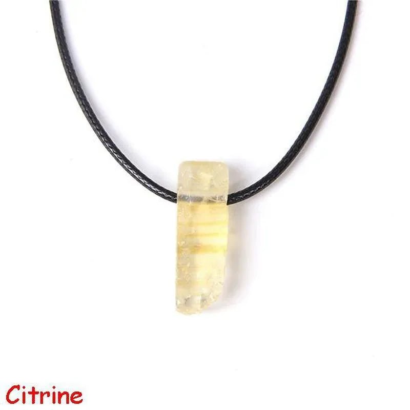 Natural Minerals Lucky Reiki Healing Crystal Quartz Stone Necklace Jewelry Pendulum Natural Tigereye Lazuli Citrin Necklace