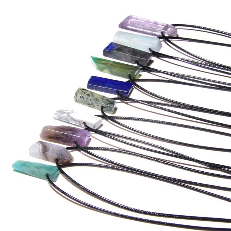 Natural Minerals Lucky Reiki Healing Crystal Quartz Stone Necklace Jewelry Pendulum Natural Tigereye Lazuli Citrin Necklace - WORLD TIME VISITS