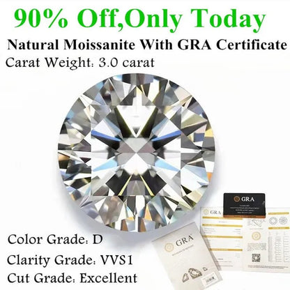 Natural Moissanite D Color Round Shape VVS1 Excellent Clarity Natual Moissanite With GRA Certificate Report and Card 1.0 Carat/ 2.0 Carat /3.0 Carat/4.0 Carat/5.0 Carat,Retail Price $9999 - WORLD TIME VISITS