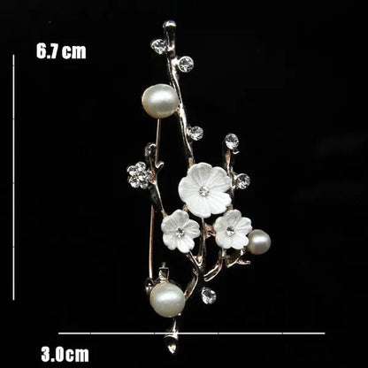 Natural Plum Blossom Brooches Pins for Women Vintage Freshwater Pearl Brooch Bouquet for Wedding Party