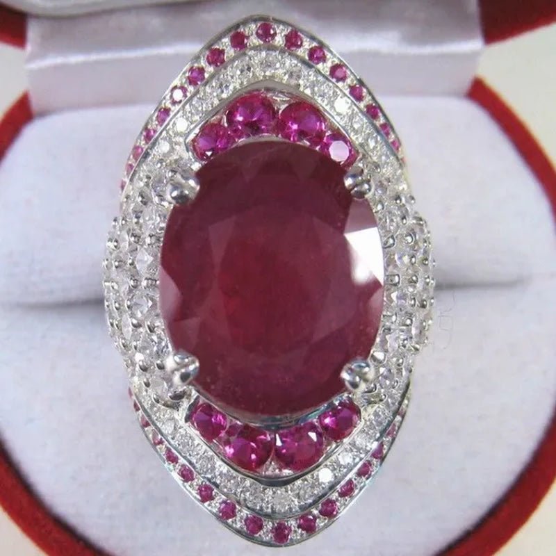 Natural Ruby Gemstone 925 Sterling Silver Wedding Engagement Ring Women's Jewelry Gifts