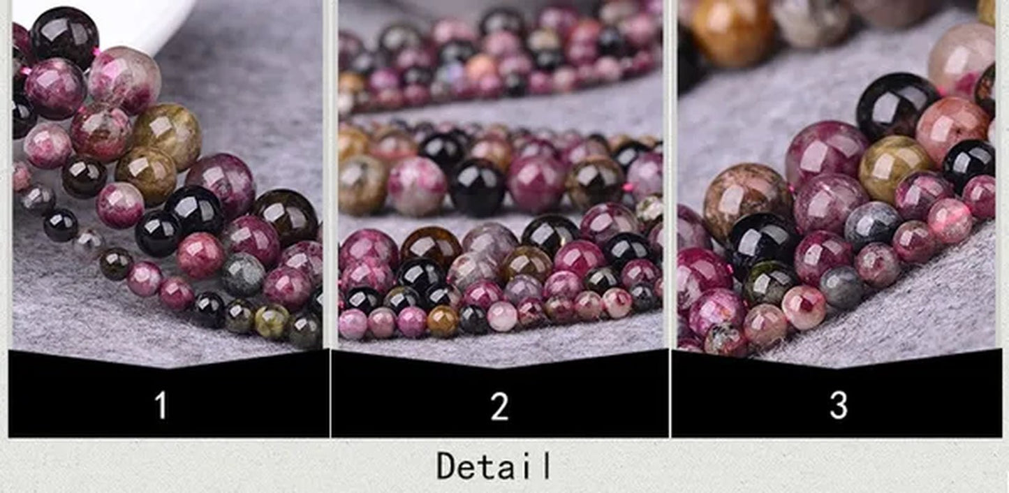 Natural Tourmaline Gemstone round Beads for Jewelry Making Bracelet Necklace 15Inches 4/6/8/10Mm Pick Size