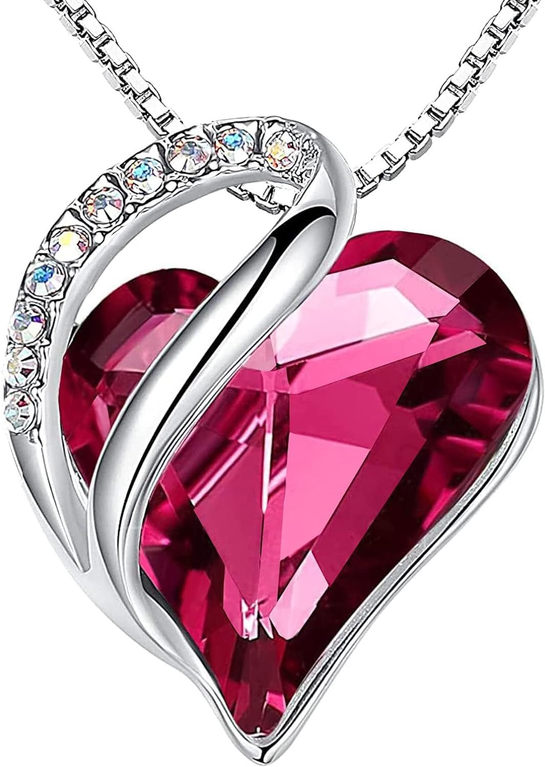 Necklaces for Women, Infinity Love Heart Pendant with Birthstone Crystals, Jewelry Gifts for Wife, Silver Plated 18 + 2 Inch Chain, Birthday or Chrismas Holiday Gift for Her, Mom, Girlfriends - WORLD TIME VISITS