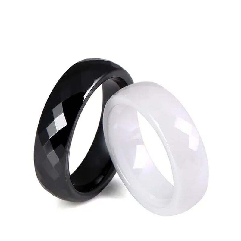 Never Faded Ceramic Ring 6mm Wide Multi - cut Couple Ring Black and White Blue Pink Nano Ceramic Ring - WORLD TIME VISITS