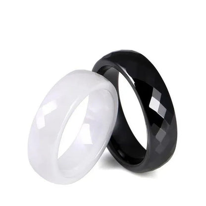 Never Faded Ceramic Ring 6mm Wide Multi-cut Couple Ring Black and White Blue Pink Nano Ceramic Ring