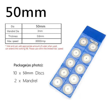 New 1 Pack  12 Pcs Hot Tool Mini Cutting Disc For Rotory Accessories Diamond Grinding Wheel Rotary Circular Saw Blade Abrasive Diamond Disc