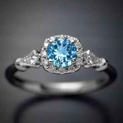 New and Noble Aquamarine/Ruby/green Zircon AAA Ring Gold - plated Jewelry Engagement Ring - WORLD TIME VISITS