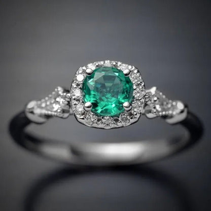 New and Noble Aquamarine/Ruby/green Zircon AAA Ring Gold-plated Jewelry  Engagement Ring