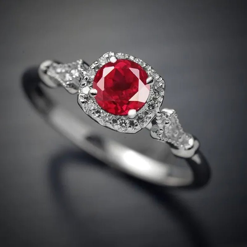 New and Noble Aquamarine/Ruby/green Zircon AAA Ring Gold - plated Jewelry Engagement Ring - WORLD TIME VISITS