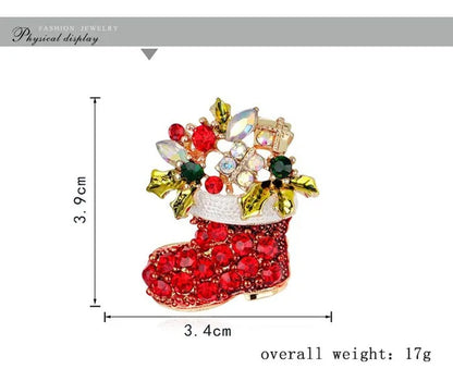 NEW Christmas Brooch Diamond Christmas Boots Snowflake Socks Brooch Cartoon Badge Christmas Gift