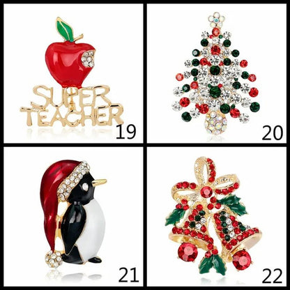 NEW Christmas Brooch Diamond Christmas Boots Snowflake Socks Brooch Cartoon Badge Christmas Gift - WORLD TIME VISITS