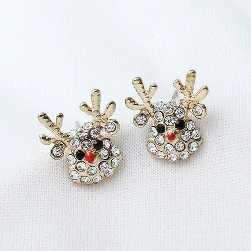 New Christmas Earrings Christmas Hat Diamond Earrings Red Diamonds Elk Snowflake Antler Earrings Red Cute Girl Lady Christmas Decorations
