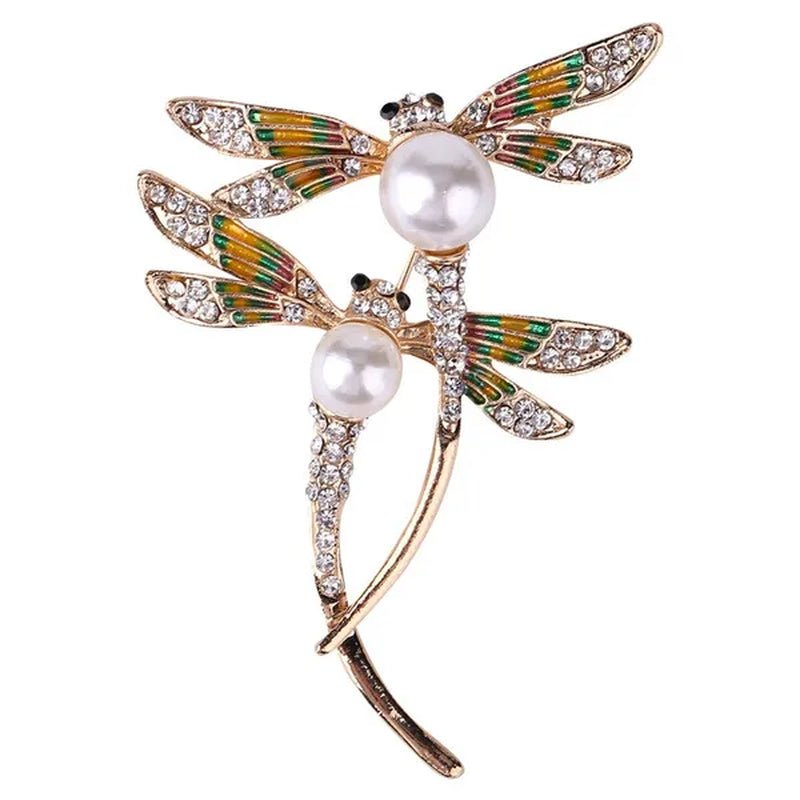 New Classic Painted Dragonfly Shell Pearl Insect Brooch Clothing Accessories Pin Brooches Women Girls Jewelry Gifts 65X50X20mm - WORLD TIME VISITS