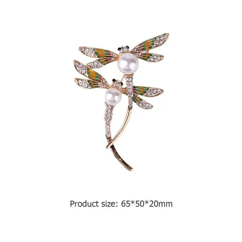 New Classic Painted Dragonfly Shell Pearl Insect Brooch Clothing Accessories Pin Brooches Women Girls Jewelry Gifts  65X50X20mm